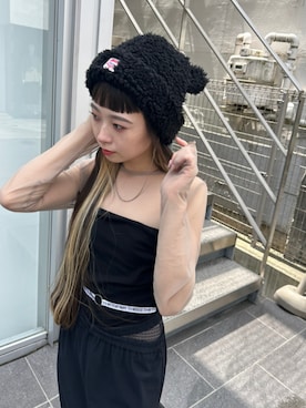 「BASICKS（ベイシックス）のアイテム（ニットキャップ/ビーニー）」を使った、STUDIOUS STAFFさん（レディース・156cm）の夏コーディネート