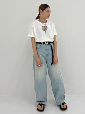 「STUDIOUS（ステュディオス）のアイテム（パンツ）」を使った、STUDIOUS STAFFさん（レディース・154cm）の夏コーディネート