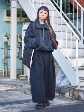 「STUDIOUS（ステュディオス）のアイテム（ブルゾン）」を使った、STUDIOUS STAFFさん（レディース・156cm）の冬コーディネート