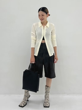 「STUDIOUS（ステュディオス）のアイテム（パンツ）」を使った、STUDIOUS STAFFさん（レディース・154cm）の秋コーディネート