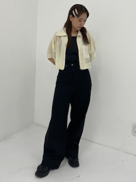 「STUDIOUS（ステュディオス）の【STUDIOUS/ステュディオス】Washable Mesh Blouson/uウォッシャブルメッシュブルゾン/二の腕細見え/ウォッシャブル/冷房対策（ブルゾン、ベージュ系）」を使った、STUDIOUS STAFFさん（レディース・150cm）の夏コーディネート