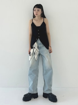 「STUDIOUS（ステュディオス）のアイテム（パンツ）」を使った、STUDIOUS STAFFさん（レディース・156cm）の夏コーディネート