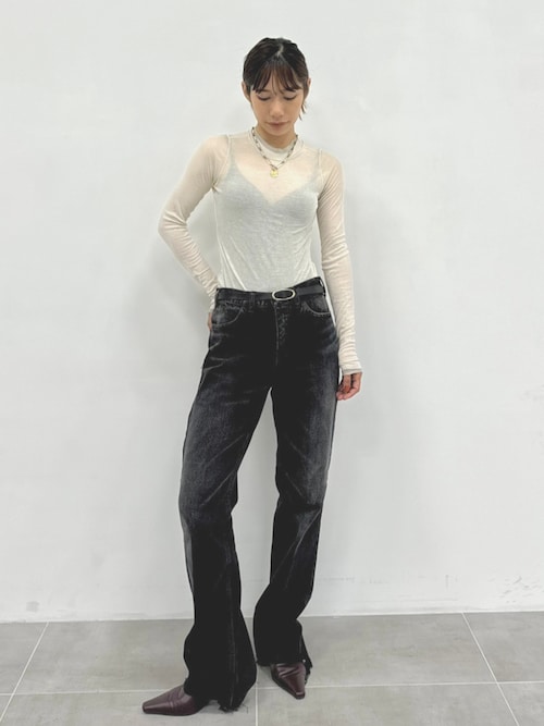 INSCRIRE アンスクリア　パンツ　サイズ36ブラック レディース】Double Cloth Streight Leg Pants | INSCRIRE