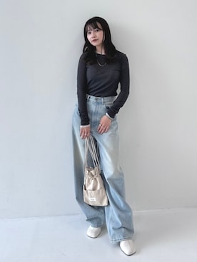 「STUDIOUS（ステュディオス）のアイテム（パンツ）」を使った、STUDIOUS STAFFさん（レディース・151cm）の秋コーディネート