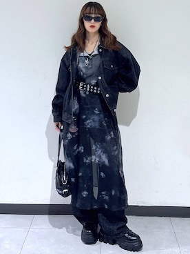 「PAGEBOY（ページボーイ）のレースアップトラックブーツ【ストレッチ/抗菌防臭/軽量/美脚】（ブーツ、ブラック系）」を使った、saeさん（レディース・152cm）の夏コーディネート