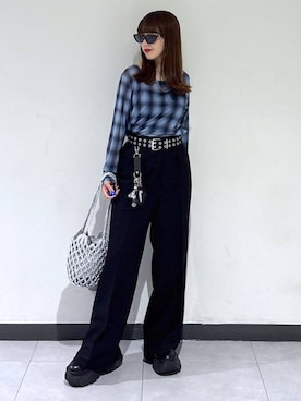 「PAGEBOY（ページボーイ）の【Casselini】メタリックショルダーバッグ（ショルダーバッグ）」を使った、saeさん（レディース・152cm）の夏コーディネート