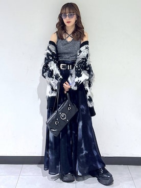 「PAGEBOY（ページボーイ）のスモークアートフレアスカート（スカート、ブラック系）」を使った、saeさん（レディース・152cm）の夏コーディネート
