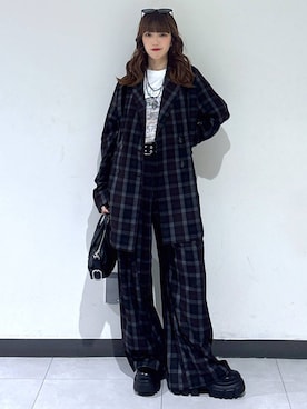 「PAGEBOY（ページボーイ）のレースアップトラックブーツ【ストレッチ/抗菌防臭/軽量/美脚】（ブーツ、ブラック系）」を使った、saeさん（レディース・152cm）の秋コーディネート