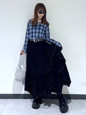 「PAGEBOY（ページボーイ）の【Casselini】メタリックショルダーバッグ（ショルダーバッグ）」を使った、saeさん（レディース・152cm）の夏コーディネート