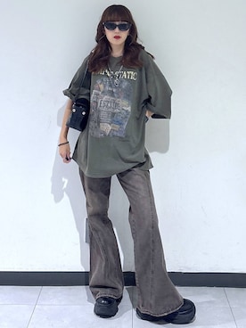 「PAGEBOY（ページボーイ）の【前後2WAY仕様】ラメテレコ2WAYタンク/タンクトップ（タンクトップ）」を使った、saeさん（レディース・152cm）の夏コーディネート
