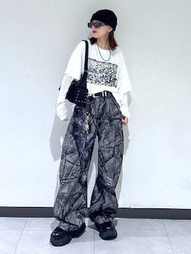 「アイテム（カーゴパンツ）」を使った、saeさん（レディース・152cm・20代）の夏コーディネート