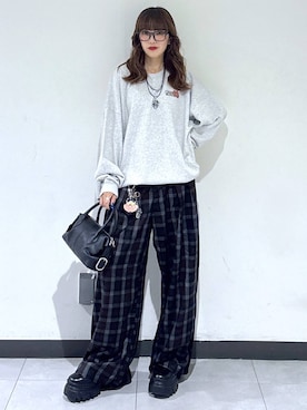 「PAGEBOY（ページボーイ）のレースアップトラックブーツ【ストレッチ/抗菌防臭/軽量/美脚】（ブーツ、ブラック系）」を使った、saeさん（レディース・152cm）の秋コーディネート