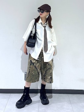 「PAGEBOY（ページボーイ）のレースアップソックスブーツ（ブーツ、ブラック系）」を使った、saeさん（レディース・152cm）の春コーディネート