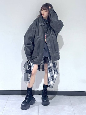 「PBLIM（ページボーイリム）のアイテム（ブルゾン）」を使った、saeさん（レディース・152cm）の秋コーディネート