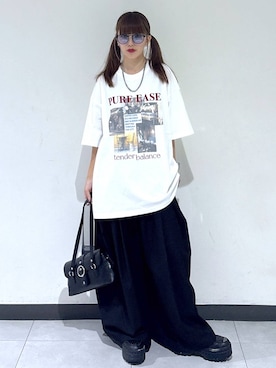 「PAGEBOY（ページボーイ）の【500mlペットボトル収納可能】リングベルトスクエアバッグ（ショルダーバッグ）」を使った、saeさん（レディース・152cm）の夏コーディネート