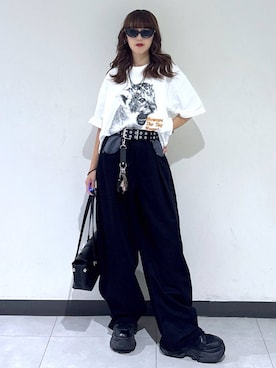 「PAGEBOY（ページボーイ）の【500mlペットボトル収納可能】リングベルトスクエアバッグ（ショルダーバッグ）」を使った、saeさん（レディース・152cm）の夏コーディネート