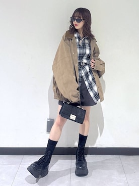 「PBLIM（ページボーイリム）の《UNISEX》ソフトスウェードブルゾン（ブルゾン）」を使った、saeさん（レディース・152cm）の秋コーディネート