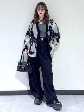「PAGEBOY（ページボーイ）のレースアップソックスブーツ（ブーツ、ブラック系）」を使った、saeさん（レディース・152cm）の夏コーディネート
