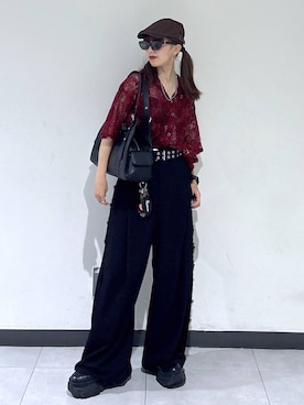 「PAGEBOY（ページボーイ）のレースアップソックスブーツ（ブーツ、ブラック系）」を使った、saeさん（レディース・152cm）の春コーディネート