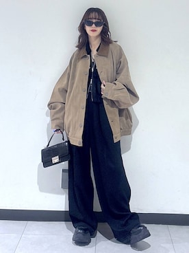 「PBLIM（ページボーイリム）の《UNISEX》ソフトスウェードブルゾン（ブルゾン）」を使った、saeさん（レディース・152cm）の秋コーディネート