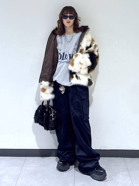 「アイテム（カーゴパンツ）」を使った、saeさん（レディース・152cm・20代）の冬コーディネート