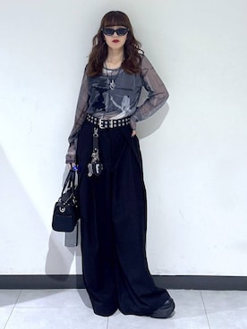 「PAGEBOY（ページボーイ）の【2WAY仕様】スタッズミニボストンバッグ（ショルダーバッグ、ブラック系）」を使った、saeさん（レディース・152cm）の夏コーディネート