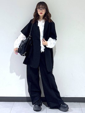 「PAGEBOY（ページボーイ）のレースアップソックスブーツ（ブーツ、ブラック系）」を使った、saeさん（レディース・152cm）の春コーディネート