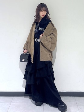 「PBLIM（ページボーイリム）の《UNISEX》ソフトスウェードブルゾン（ブルゾン）」を使った、saeさん（レディース・152cm）の秋コーディネート