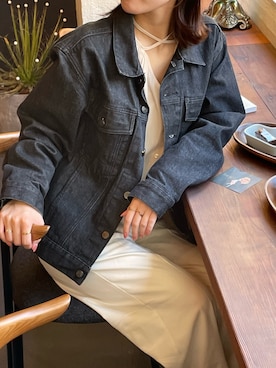 「いまどきジャケット写真」｜「アイテム（デニムジャケット）」を使った、いいさん（レディース・160cm）の春コーディネート