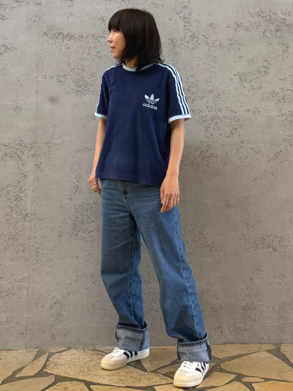 レディース テリー スリーストライプス 半袖Tシャツ ダーク
