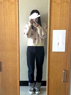 「ハートニット」｜annnindyさん（レディース・166cm）の冬コーディネート