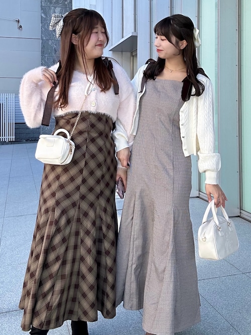 セール】ベロアリボンマーメイドキャミワンピース【リボン取り外し可能