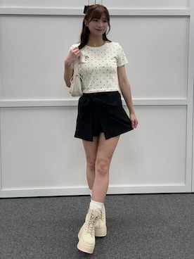 「one after another NICE CLAUP（ワンアフターアナザーナイスクラップ）のアイテム（ブーツ）」を使った、junさん（レディース・158cm）の夏コーディネート
