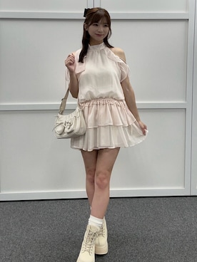 「one after another NICE CLAUP（ワンアフターアナザーナイスクラップ）のアイテム（ブーツ）」を使った、junさん（レディース・158cm）の夏コーディネート