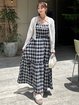 「one after another NICE CLAUP（ワンアフターアナザーナイスクラップ）のアイテム」を使った、junさん（レディース・158cm）の夏コーディネート