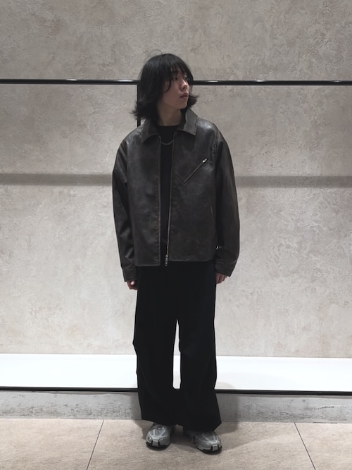 グランジシンセティックレザーZIPブルゾン（ブルゾン）｜Lui's（ルイス