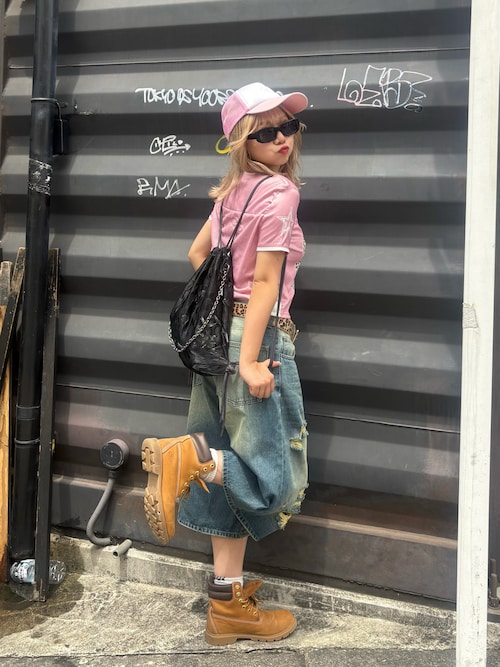 セール】【Snap club】ヴィンテージ加工ダメージデニムワイド