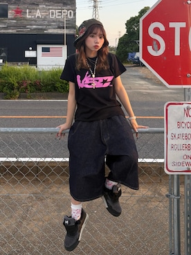 「A BATHING APE（アベイシングエイプ）のアイテム」を使った、SHIORIさん（レディース・152cm）の夏コーディネート