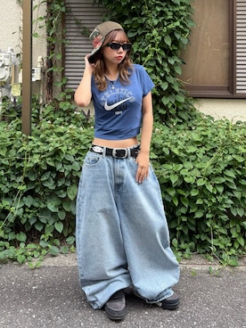 「NIKE（ナイキ）のアイテム（トップス）」を使った、SHIORIさん（レディース・152cm）の夏コーディネート