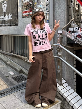 「アイテム（帽子）」を使った、SHIORIさん（レディース・152cm）の春コーディネート