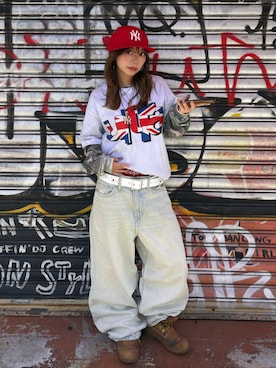 「Timberland（ティンバーランド）のアイテム（ブーツ、ブラウン系）」を使った、SHIORIさん（レディース・152cm）の秋コーディネート