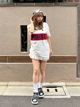 「JORDAN BRAND（ジョーダンブランド）のジョーダン ウィロー ウィメンズサンダル / Jordan Willow Women's Sandals IB8841-001 Black（サンダル、ブラック系）」を使った、SHIORIさん（レディース・152cm）の夏コーディネート
