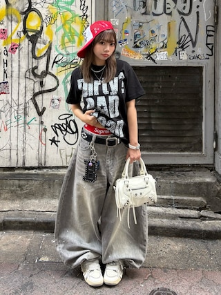 「DTYYPE(ドタイプ)のパフプリントメッシュキャップ(キャップ)」を使った、SHIORIさん(レディース・152cm)の夏コーディネート