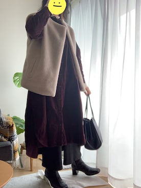 「ファーベスト」｜「アイテム（シャツワンピース）」を使った、かえさん（レディース・166cm）の秋コーディネート