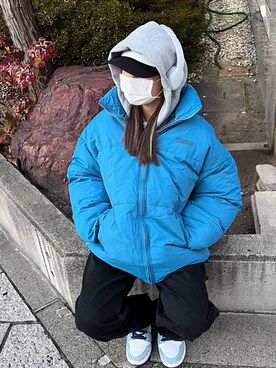 「MONO-MART（モノマート）のアイテム（ジャケット/アウター、ブルー系）」を使った、ayanaさんの冬コーディネート