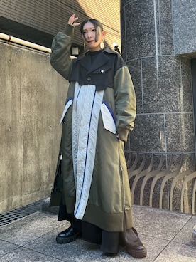 「UN3D.（アンスリード）のアイテム（その他アウター）」を使った、YUKIさん（レディース・161cm）の冬コーディネート