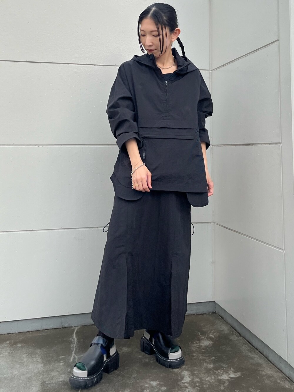 UN3D ジップスリットフレアスカート BLK (36) UN3D ジップスリットフレアスカート BLK (36)