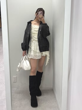 「nice claup」｜「アイテム（ジャケット/アウター）」を使った、mokaさん（レディース・159cm）の冬コーディネート