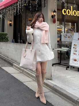 「アイテム（ステンカラーコート）」を使った、mokaさん（レディース・159cm）の秋コーディネート