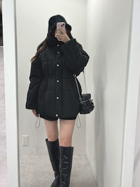 「nice claup」｜「アイテム（ダウンジャケット/コート）」を使った、mokaさん（レディース・159cm）の秋コーディネート
